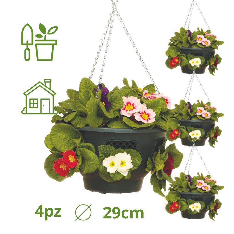 Vaso Da Fiori Sospeso In Metallo Nero Moderno - Set Con 2 Vasi, Ideale